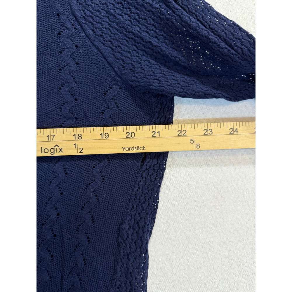 Motherhood Maternity Navy Blue Pointelle Cable Knit Open Front Cardigan Large - Picture 5 of 7